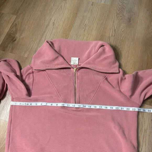 Varley Vine Half-Zip Pullover size L large pink rose gold zip sweatshirt - Picture 9 of 10